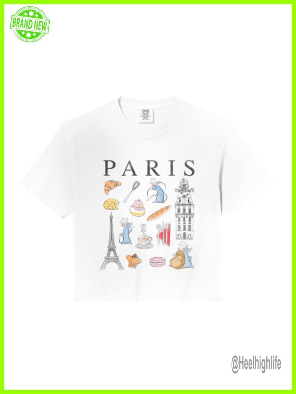 Disney Ratatouille Paris Food Collage Boxy Crop Top Comfort Colors